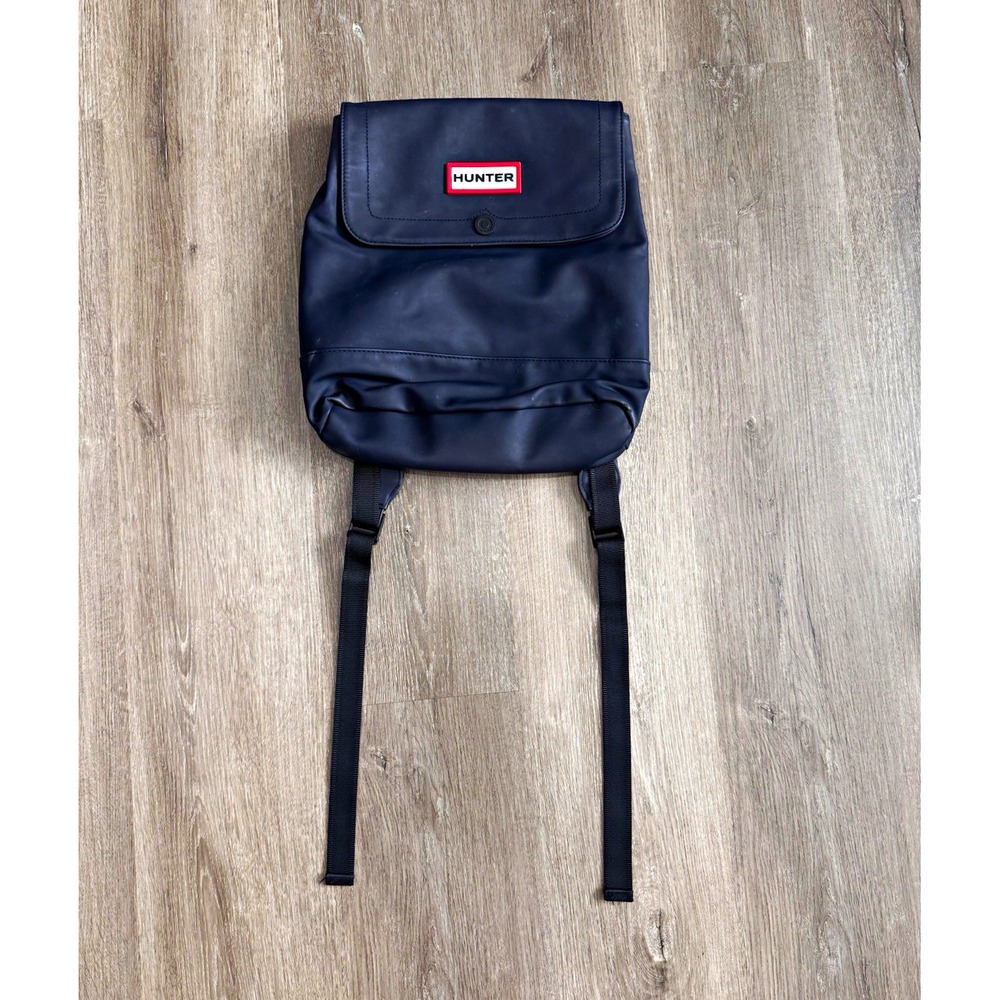 Hunter Original Waterproof Rubberized Backpack Navy Blue Roll Top Laptop Backpac